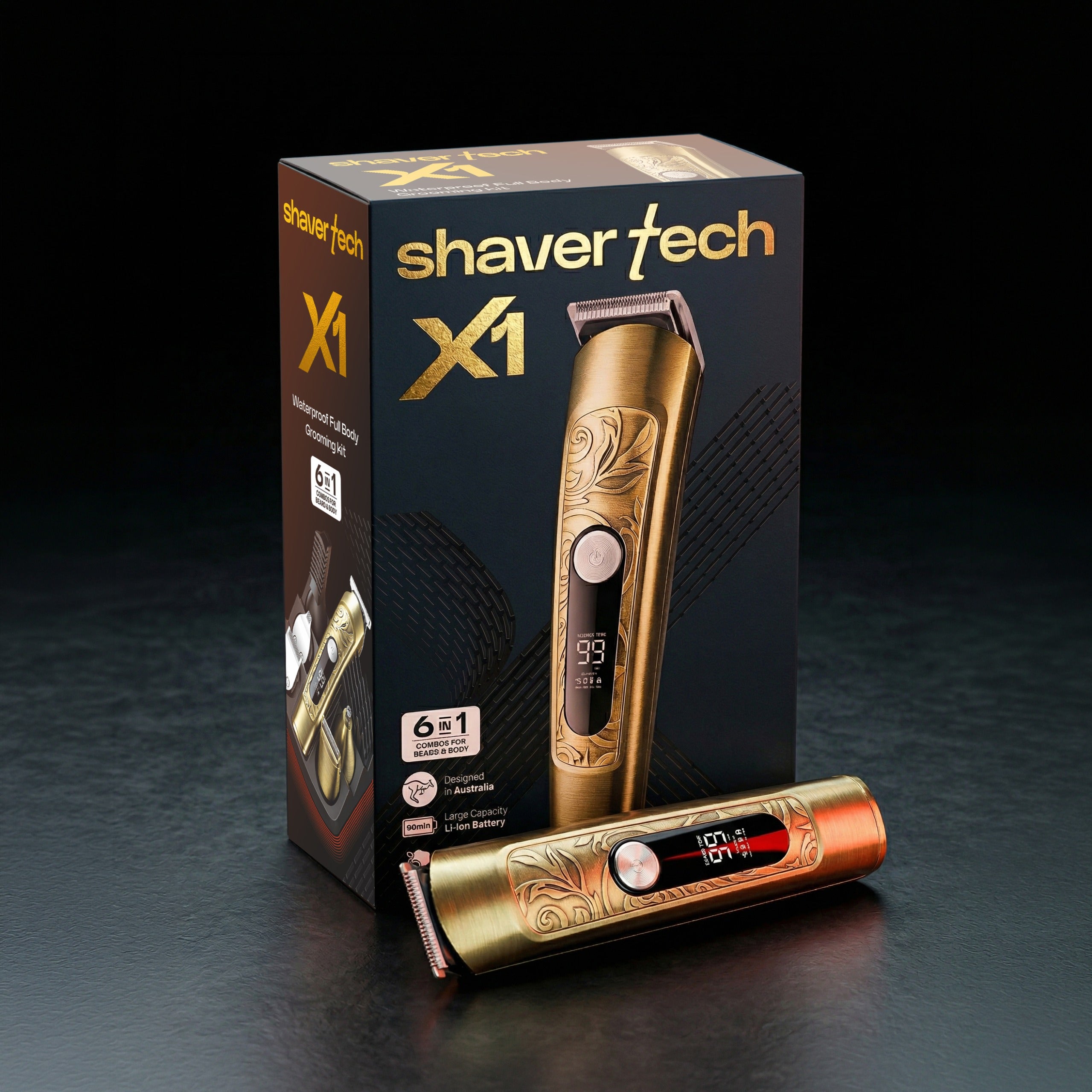 ShaverTech X1 Gold Edition - Beard Trimmer and Full Body Hair Trimmer